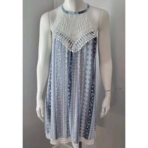 Mystic Prysm By Listical Womans Sz. L Dress Floral Stripe Sleeveless Sheath Boho
